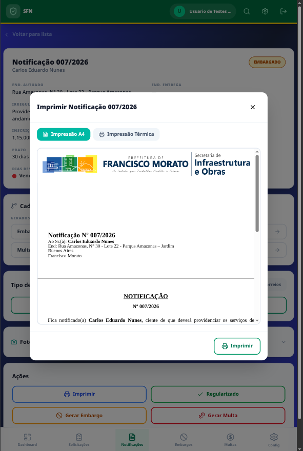 Fotos de vistoria — captura via câmera do tablet, descrição inline, navegação na visualização expandida.